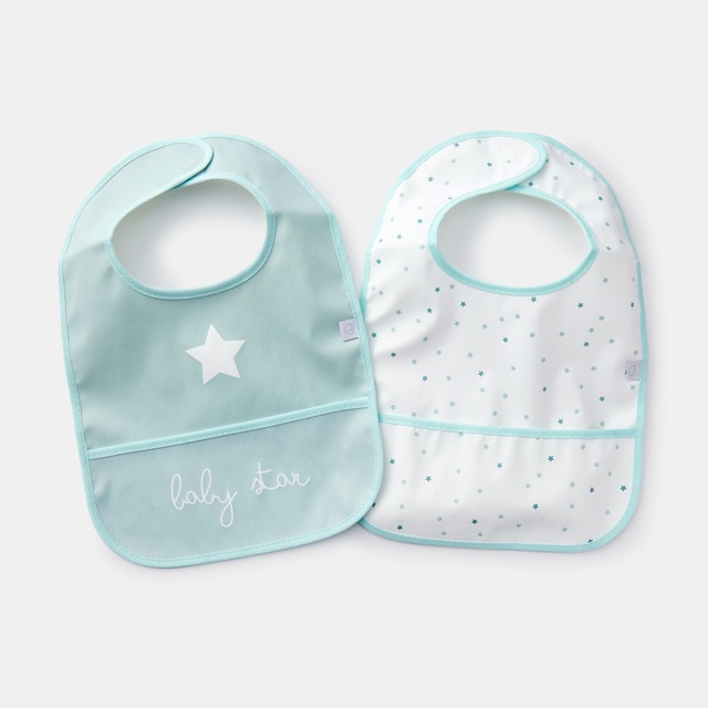 Pack 2 baberos Estrellas Cotton Juice Baby Home con bolsillo