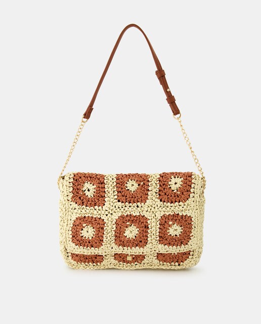 Orange crochet crossbody bag