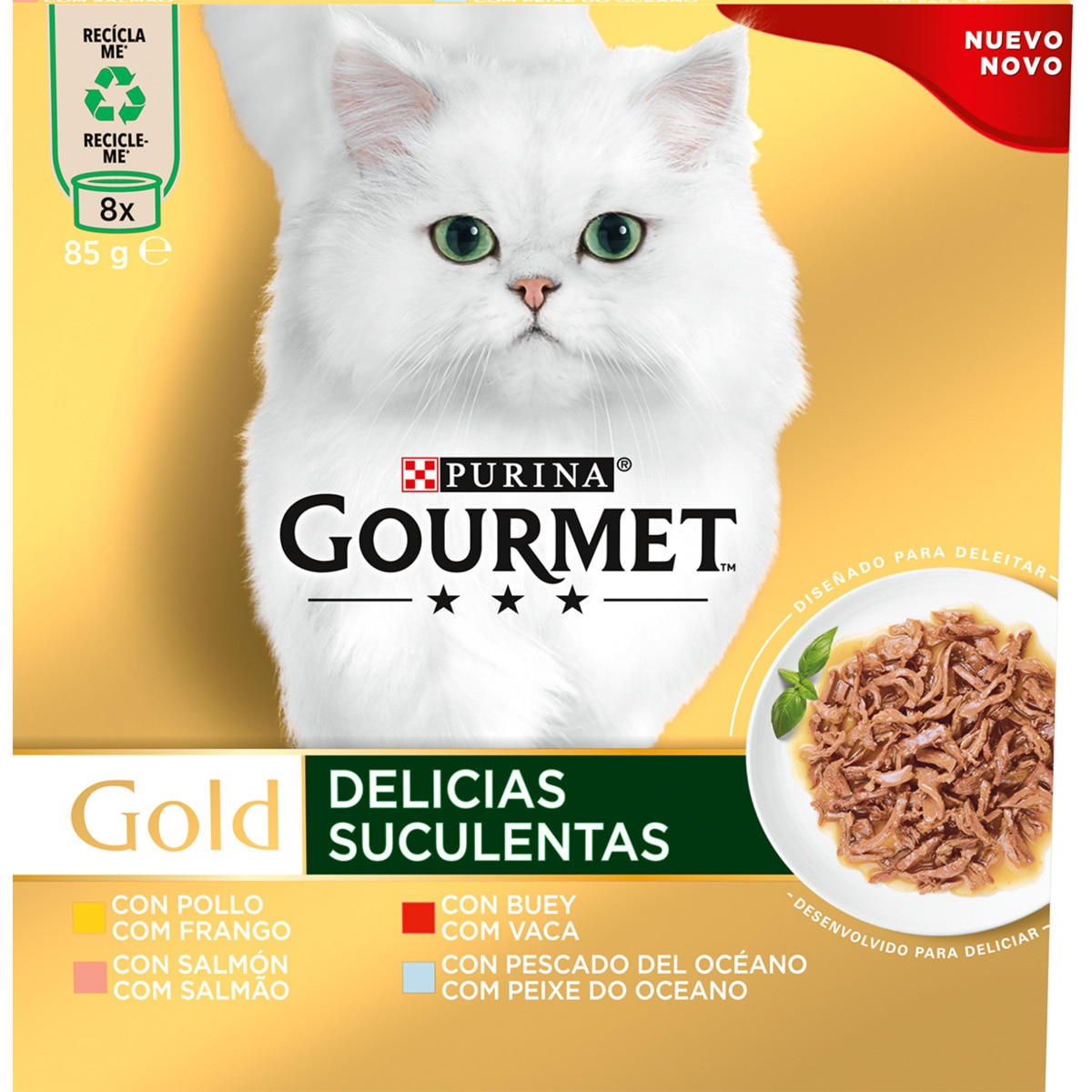 Gourmet Gold Alimento Húmido para Gato Delicias Suculentas Pack 8 unidades embalagem | 680 g