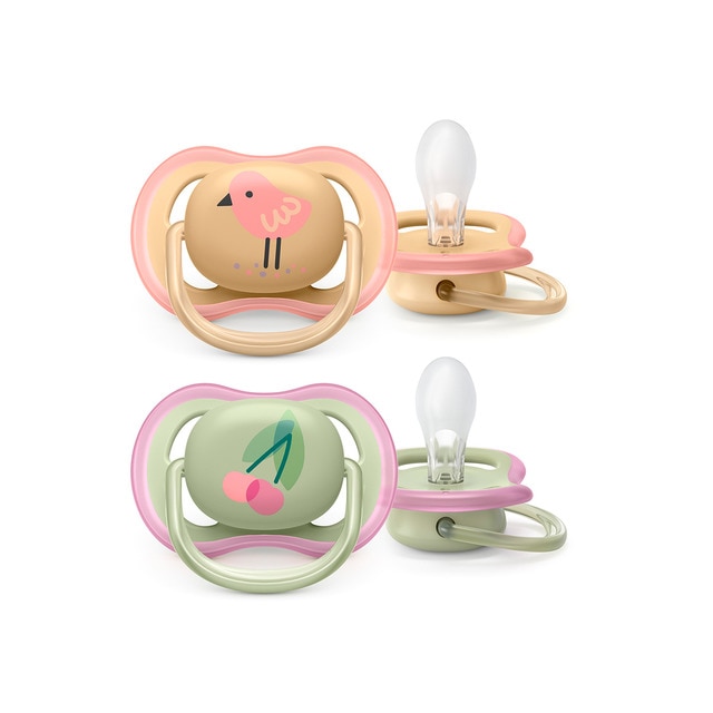 2 Chupetes Ultra Air Philips Avent 0 - 6 meses amarillo y verde