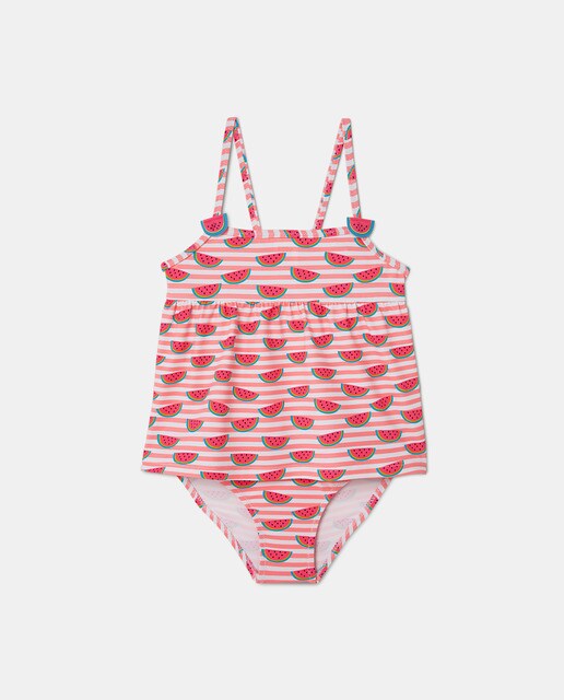 Baby girls' striped and watermelon print outfit