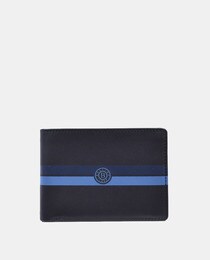 Black leather wallet with coin pocket with blue details