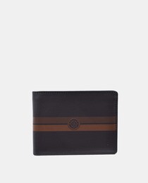 Small brown leather wallet with orange details