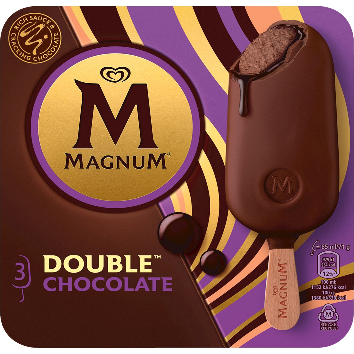 Double helado con doble cobertura de chocolate sin gluten 3 unidades