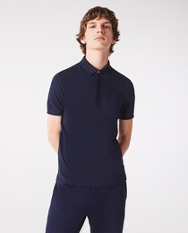 Men's regular-fit monochrome stretch cotton piqué Paris polo shirt