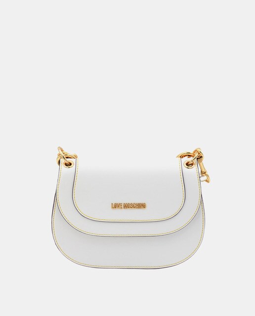 Small white handbag with flap and removable shoulder strap · Women's