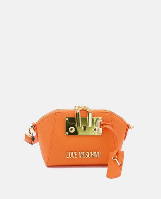 Mini orange crossbody bag with zip fastening and logo Women s