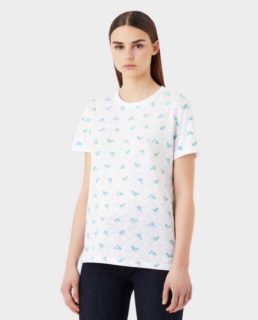 T-shirt femme à manches courtes avec logos