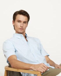 Men's gingham short-sleeve shirt