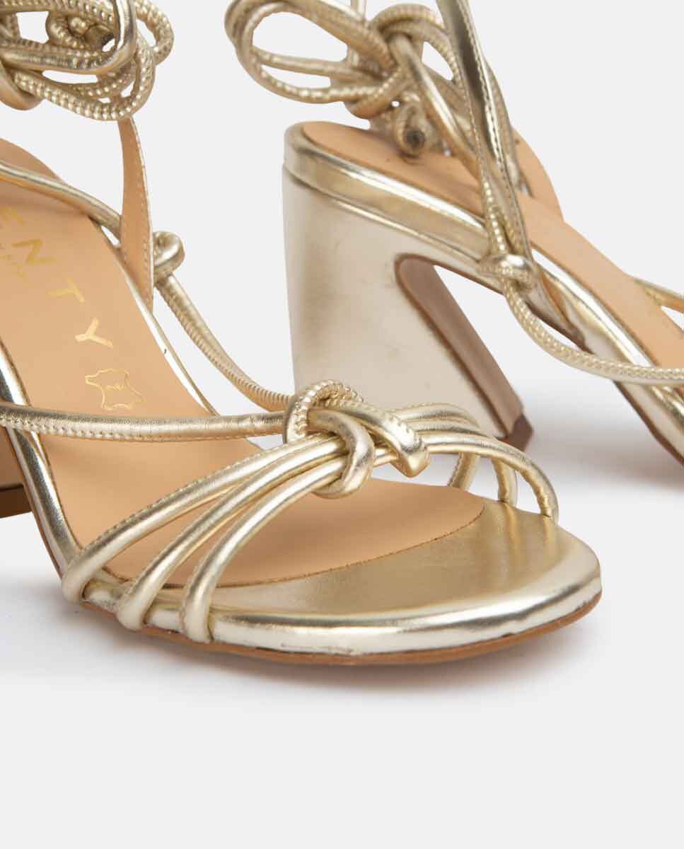 Nicol women's highheel sandals with a round toe, thin knotted straps