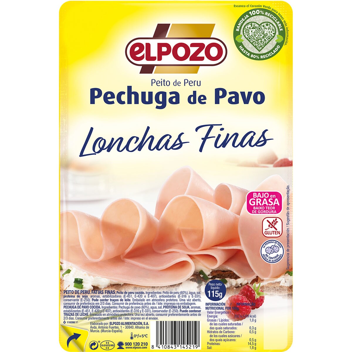 Comprar Pechuga De Pavo Bajo En Grasa En Lonchas Finas Envase G Sin