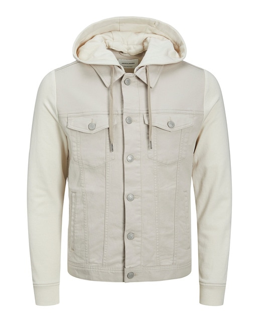 Chaqueta combinada con capucha de hombre
