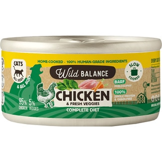 WILD BALANCE comida húmeda para gatos con pollo y verduras Grain Free lata 120 g