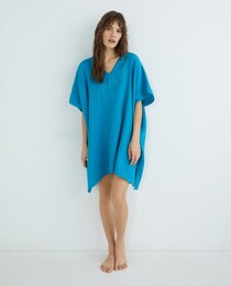 Plain blue cotton kaftan
