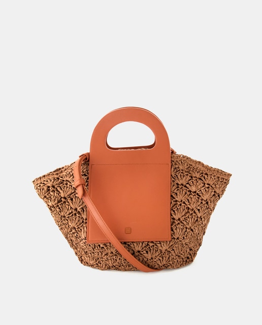 Brown shopper shoulder bag with two straps