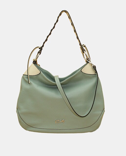 Large pale blue leather hobo bag with detachable crossbody bag · Women