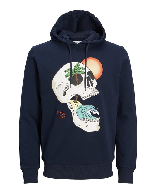 Sudadera con capucha print calavera de hombre