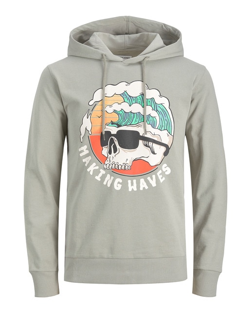 Sudadera con capucha print calavera de hombre