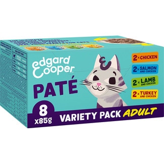 EDGARD&COOPER comida húmeda para gatos adultos pack con pollo 2 tarrinas 85 g con salmón 2 tarrina 85 g