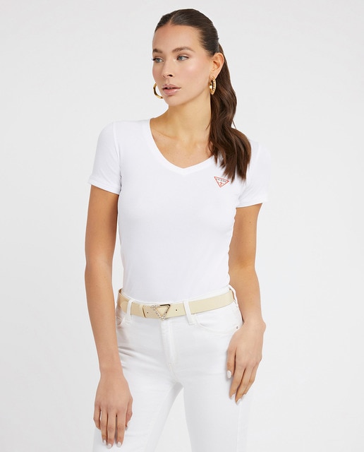 Guess - Camiseta manga corta de pico de mujer.