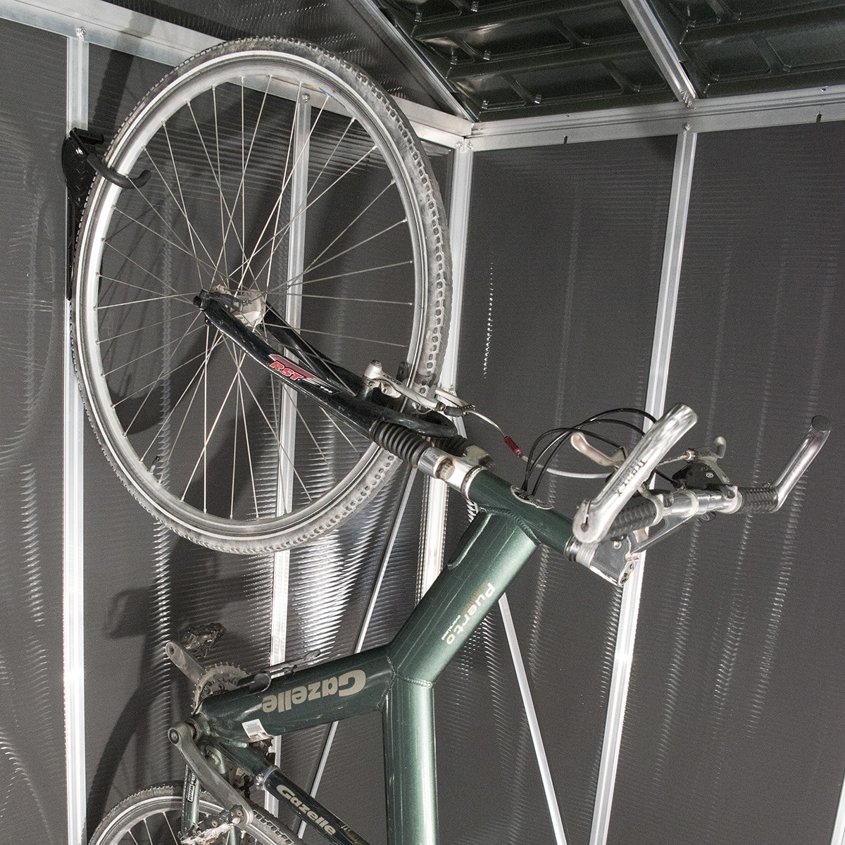 Pack 3 Colgadores Verticales Bicicletas para Casetas Skylight y Rubicón Negro-4
