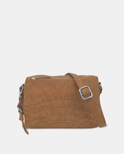 Light brown crossbody bag with triple compartment · Women's fashion