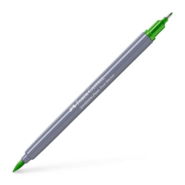 Rotulador Goldfaber aqua dual marker doble punta tinta acuarelable Faber-Castell verde hoja.