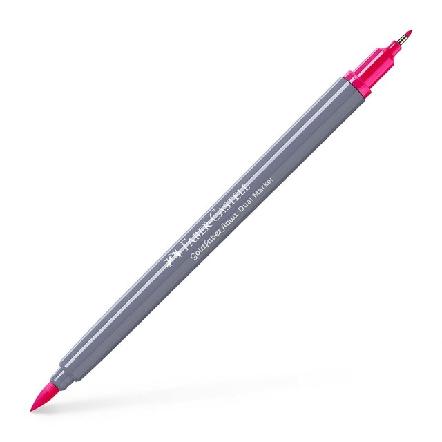 Rotulador Goldfaber aqua dual marker doble punta tinta acuarelable Faber-Castell rosa.