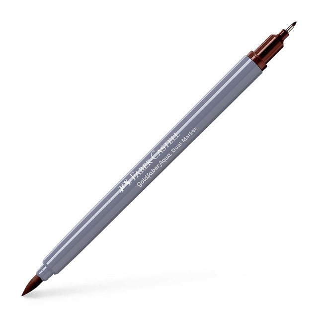Rotulador Goldfaber aqua dual marker doble punta tinta acuarelable Faber-Castell siena tostado.