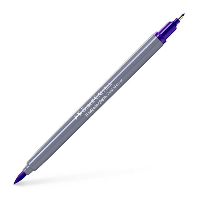 Rotulador Goldfaber aqua dual marker doble punta tinta acuarelable Faber-Castell malva.