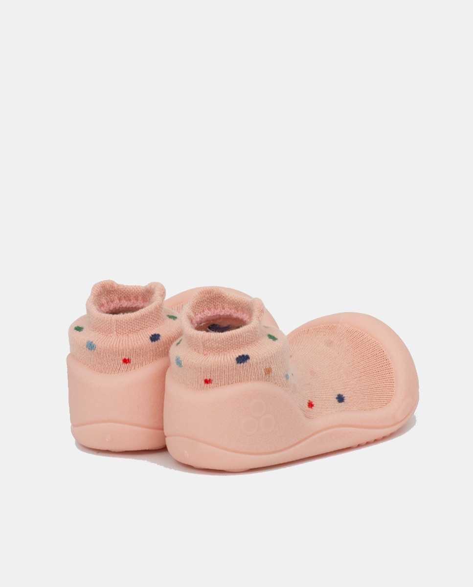 Pantufas de Bebé de Cano Baixo com Elástico no Cano Attipas Rosa-4