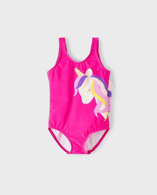 Bañador de niña unicornio con detalle en 3D