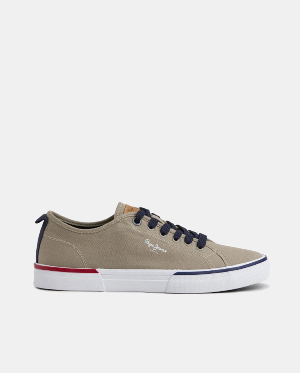 Pepe Jeans - Zapatilla básica de lona fina con logo Union Jack en el talón y suela vulcanizada..