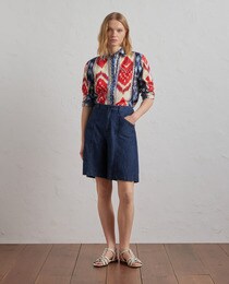 Bermuda femme en jean avec surpiqûres