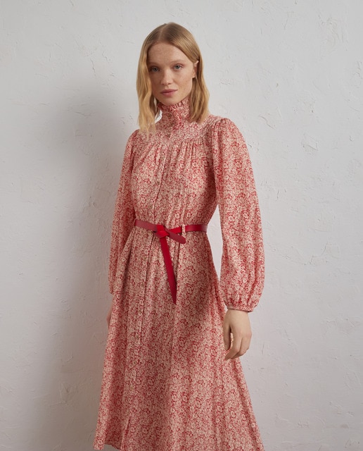 Vestido midi estampado con canesú