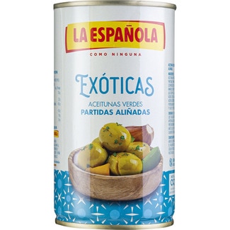 LA ESPAÑOLA aceitunas verdes partidas aliñadas Exóticas lata 185 g neto escurrido