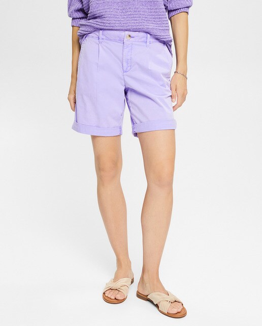 Short femme chino en coton mélangé
