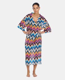 Multicoloured geometric print organic cotton kaftan