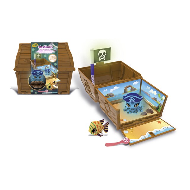 Washimals Ocean Glow Pets Cofre del Tesoro con 2 mascotas Glow in the Dark.