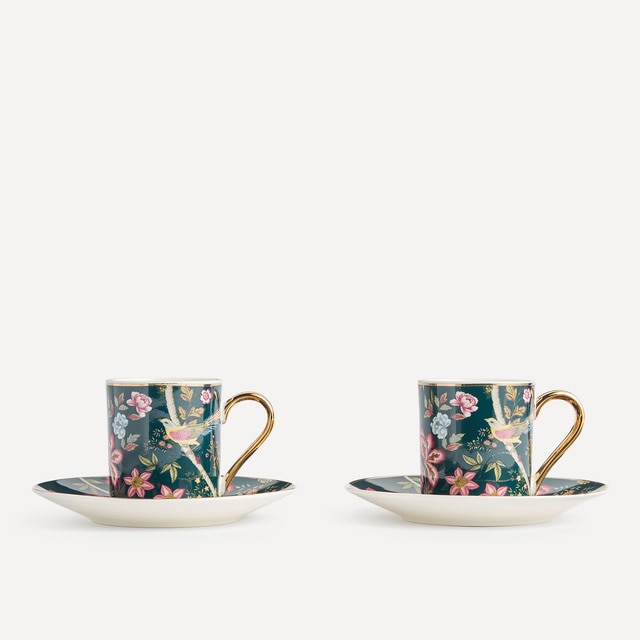 Set 2 tazas de café con plato Indra El Corte Inglés