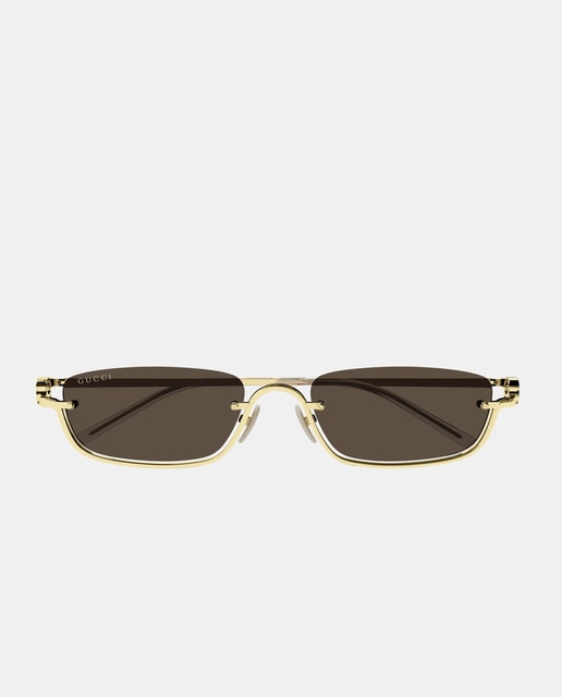 Gafas de sol unisex rectangulares de metal en dorado