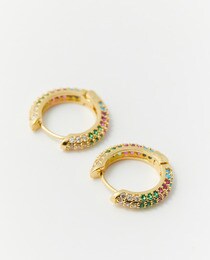 Multicoloured zirconia hoop earrings