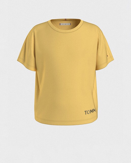 Camiseta de niña manga corta en amarillo con logo