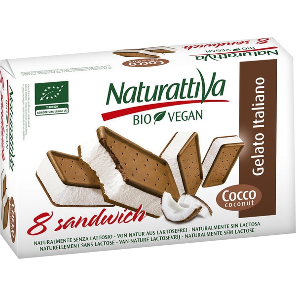 NATURATTIVA Bio Vegan sandwich de coco ecológico estuche 8 unidades