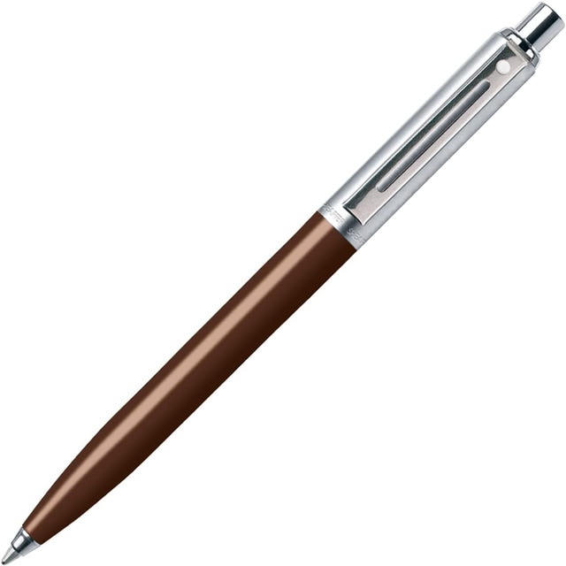Bolígrafo Sheaffer Sentinel de dos tonos, Café y Cromo con detalles decorativos de cromo.