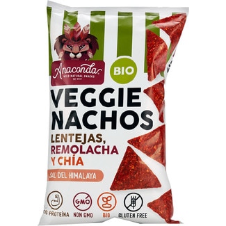 ANACONDA Veggie Bio-Nachos mit Linsen, roter Beete und Chia mit Himalaya-Salz glutenfrei Tasche 125 g