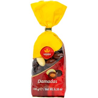 Vieira Amêndoas Damadas Cobertas de Chocolate Sortidas embalagem 180 g