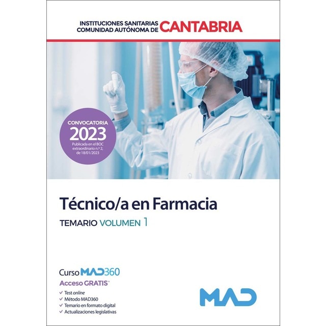 Técnico/a en Farmacia de Instituciones Sanitarias de la Comunidad Autónoma de Cantabria. Temario Volumen 1 (Tapa blanda)