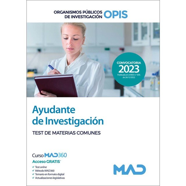 Ayudante de Investigación de los Organismos Públicos de Investigación. Test del Temario de materias (Tapa blanda)