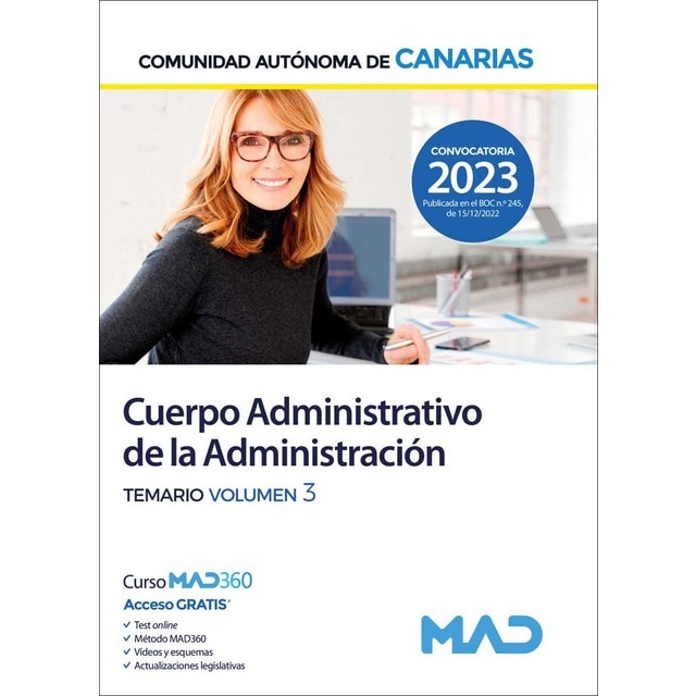 Cuerpo Administrativo de la Administración Pública de la Comunidad Autónoma de Canarias. Temario vol 3 (Tapa blanda)